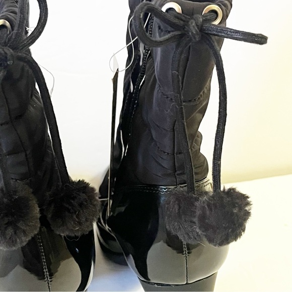 Anne Klein AK Sport Women Winter Boots Sz 9.5 Black Xhale Nylon Heeled Faux Fur - Picture 5 of 10